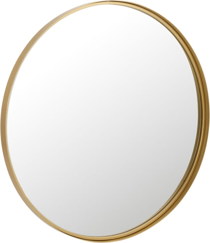 J-Line spiegel Rond Hoge Rand - metaal/glas - goud - medium - Ø 80 cm