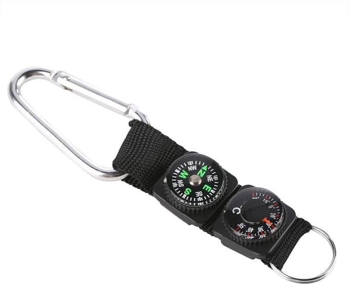 Multifunctionele Rugzak Thermometer en Compas Sleutelhanger - Draagbaar voor Buitenactiviteiten