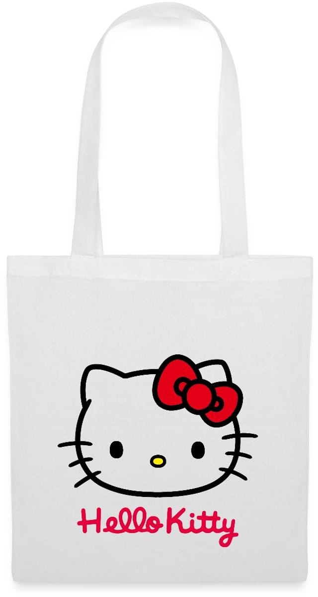 Hello Kitty Klassiek Portret Hello Kitty Tekst Tas Van Stof Schoudertas