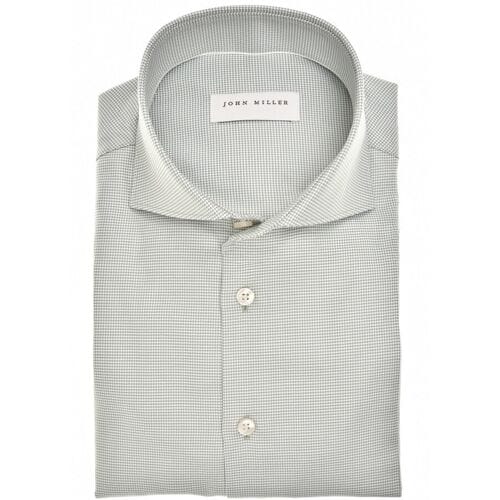 John Miller Overhemd Allover Fine Pattern Cotton Non-Iron Midden Groen / male