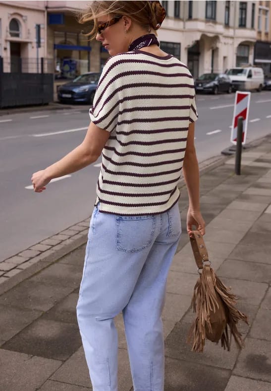 Shirt met overhangende schouders in gebreide look