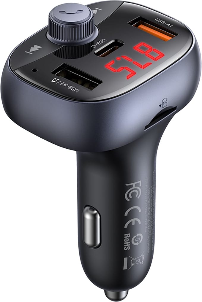 Mcdodo - 72W Autolader met FM Transmitter - USB C en USB A - Micro SD - Zwart