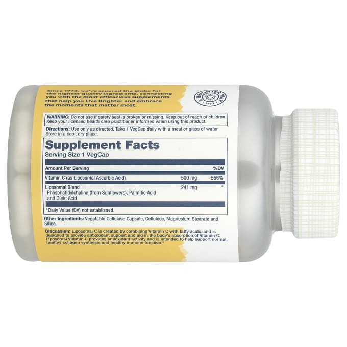 Liposomale Vitamine C, 500 mg, 100 vegetarische capsules