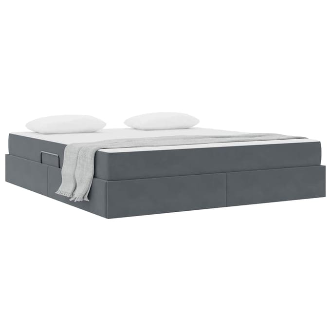 vidaXL - Opbergbed - met - matras - Donkergrijs - 160 - x - 200 - cm - Fluweel