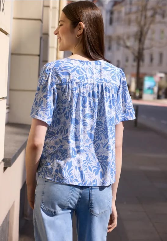 Blouse met V-hals en bloemenpatroon