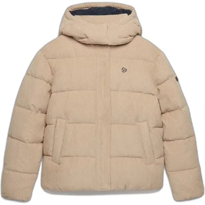 Superdry - Premium Gewatteerde Corduroy Jas Met Capuchon - Dames - Gewatteerde jassen