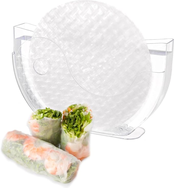 Rijstpapier Kom - Spring Roll Houder - Zelf Summer Rolls Maken - 2 Vakken Dip & Roll - 30 cm