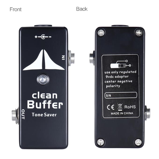 Mini Pédale d'Effet Guitare Buffer Propre Sauveur de Tonalité Corps en Alliage Zinc-aluminium noir