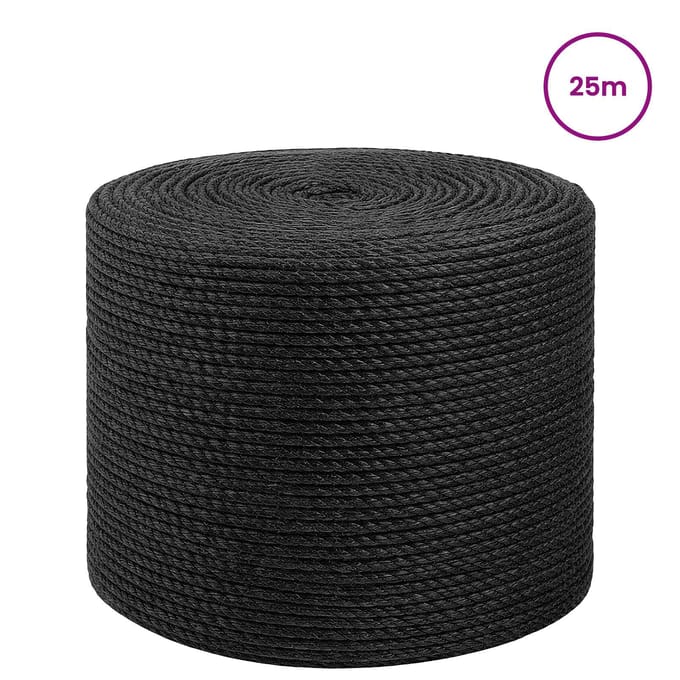 vidaXL - Jute - Touw - 60 - mm - 25 - m - Zwart - 100% - Tossa - jute