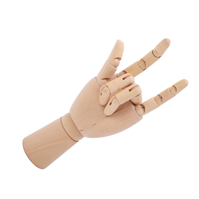 Houten Mannequin Hand Flexibele Gewrichten Vingers Teken Mannequin Hand voor Huisdecoraties Schetsen left hand beige