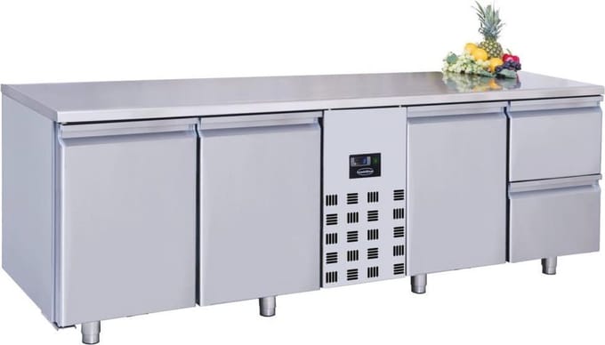Combisteel Koelwerkbank - 632L - 3 Deuren + 2 Laden - -2°c/+8°c - 2270x700x850mm