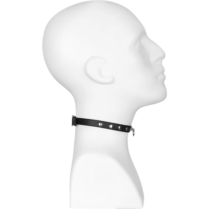 Rimba - Collar 1.5 cm Breed Zwart Leer Versierd Met Studs