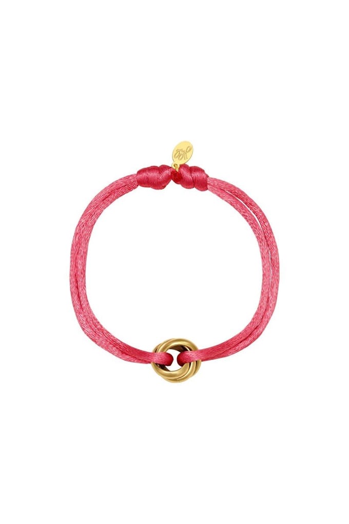 Satijnen armband Knot - Verstelbaar - One Size - Fel Roze - Trendy