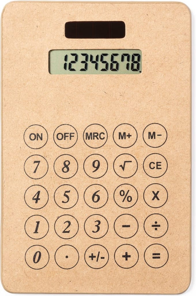 Rekenmachine - Rekenmachines - Calculator - Bureau accessoires - Solar - Duurzaam - Gerecycled karton - beige