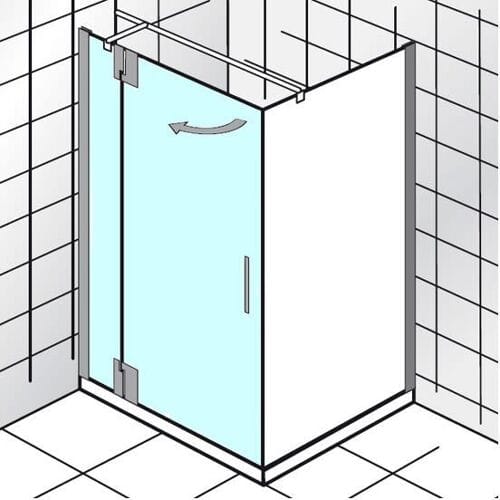 HSK K2P hinged door on side panel for side wall,80cm,stop left