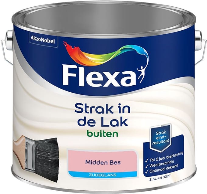 Flexa - Strak In De Lak Buitenlak Zijdeglans - Midden Bes - Mengverf - 2,5 L
