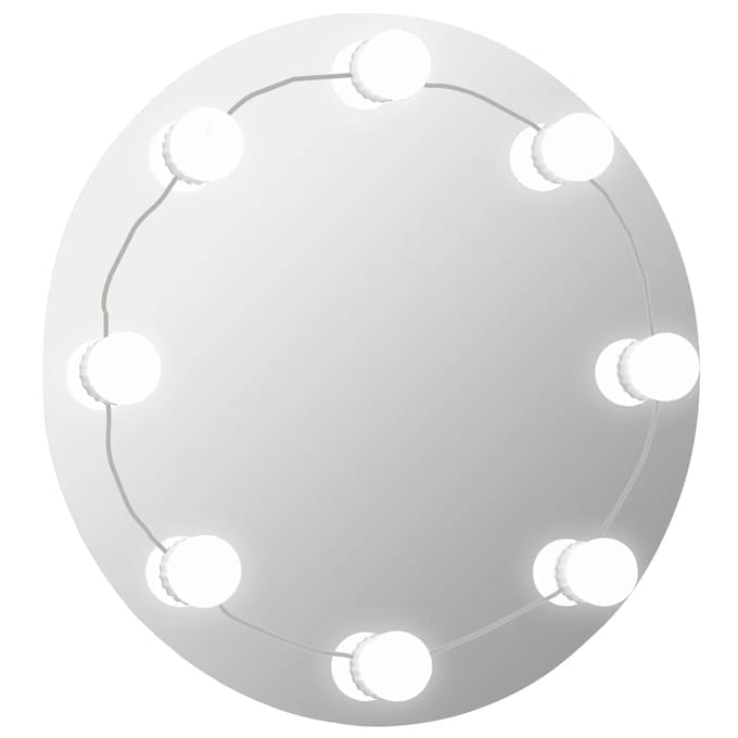 vidaXL - Wandspiegel - met - LED-lampen - rond - glas