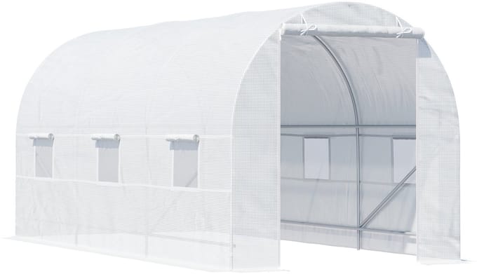 Outsunny Tunnelkas - PE, metaal - 445x200x200cm - Wit