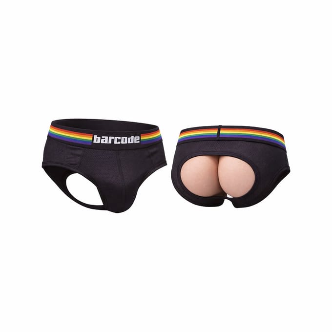 Barcode Berlin Backless Brief Pride Black - MAAT L - Erotisch Heren Ondergoed - Slip voor Man - Sexy mannen Slip