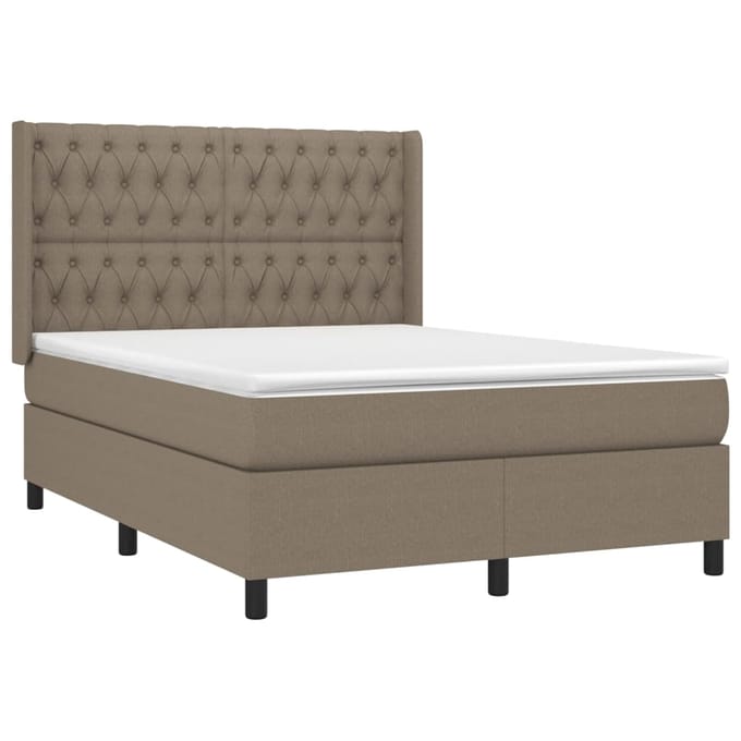 vidaXL - Boxspring - met - matras - stof - taupe - 140x190 - cm