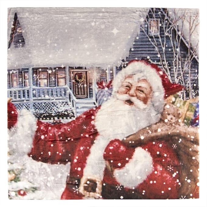 Clayre & Eef Plaid 130x170 cm Rood Wit Polyester Kerstman