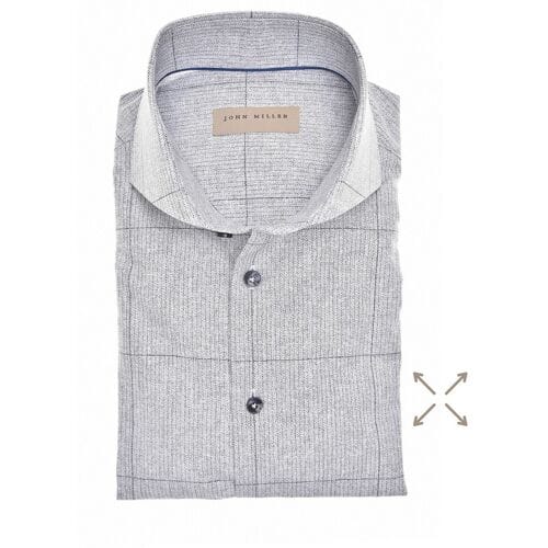John Miller Overhemd Fantasy Herringbone Large Check Cotton Stetch Donker Blauw / male