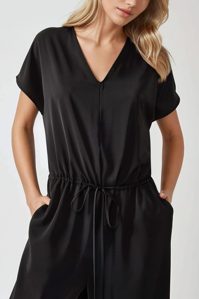 Wijde Croptop Jumpsuit met V-hals