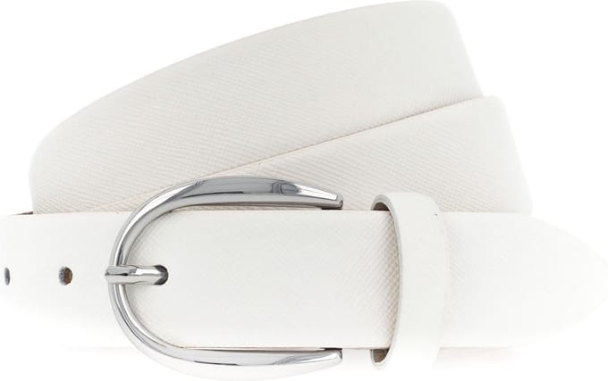 Vanzetti Leren Riem Classics 30mm Cambered Leather Belt W100 White Wit