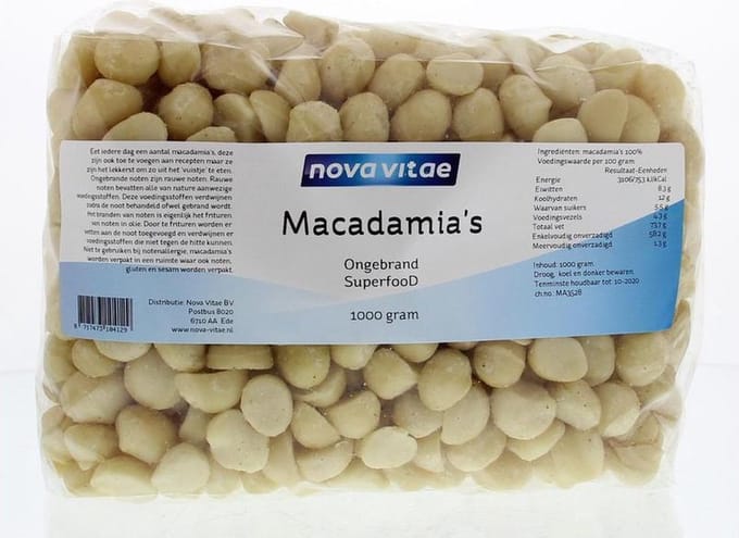 Nova Vitae - Macadamia - Ongebrand - 1000 gram