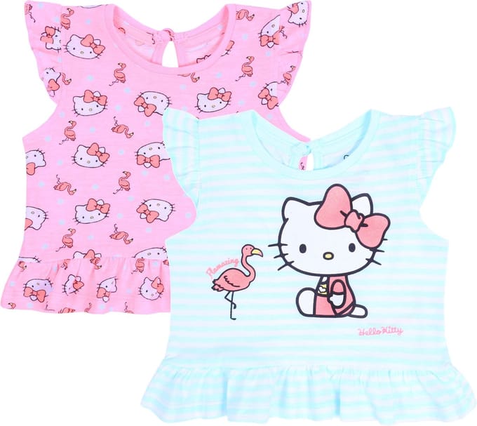 2x Roze-mintgroen T-shirt, Hello Kitty T-shirt