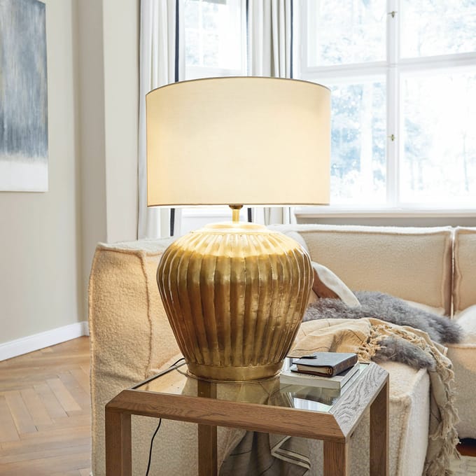 LOBERON Tafellamp Fauville goud/crème