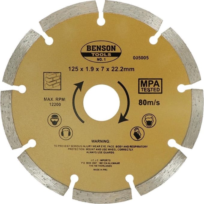 Benson Universele diamantschijf - getand - Ø 125 mm - voor beton en steen