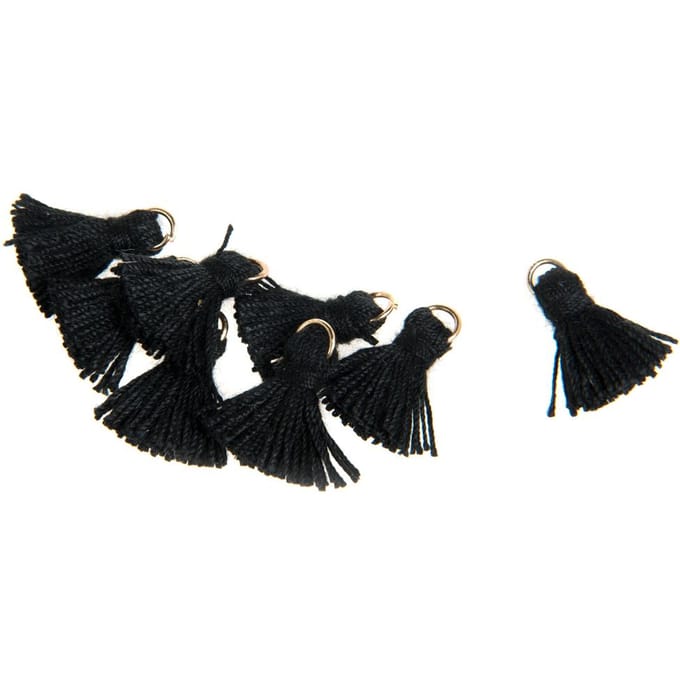 Kwastje met oogje, 8 stuks, 15 mm - Zwart