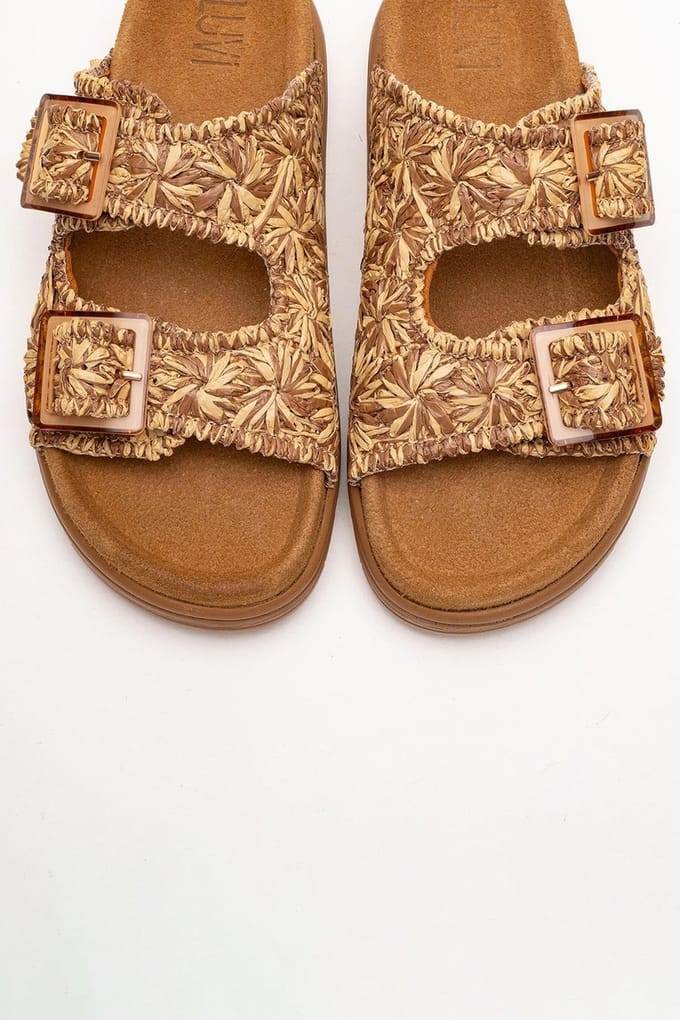Milana Leer Double‑Strap Sandaal (Women)