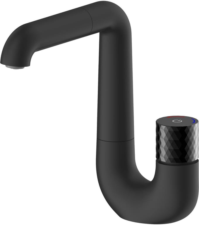 ALONI Flow wastafelkraan – drukknop – draaibare uitloop – mat zwart