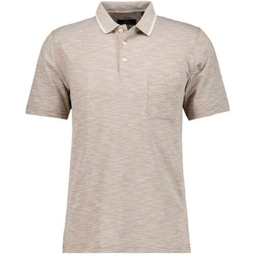 Ragman Polo Soft Knit Fine Stripe Easy Care Beige Melange / male