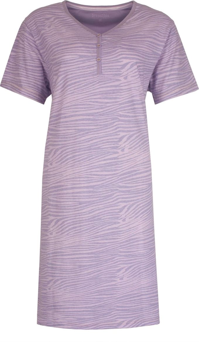 Irresistible Dames Nachthemd - Katoen - Zebra Print - Paars - Maat S