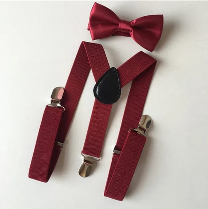 Go Go Gadget - Kinder Bretels met Vlinderstrik - Set voor kinderen - Bordeaux rood