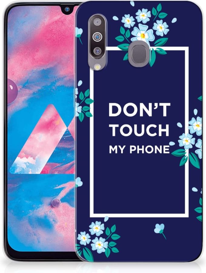 Samsung Galaxy M30 Silicone-hoesje Flowers Blue DTMP