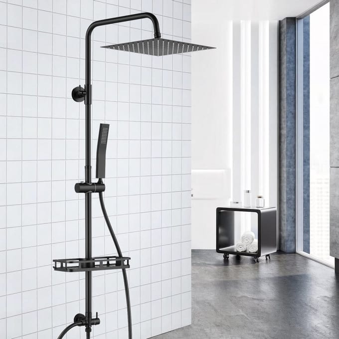 Auralum Max Douchesysteem - Regendouche Ø 30CM - Handdouche Ø 10CM - Waterbesparend - Zwart