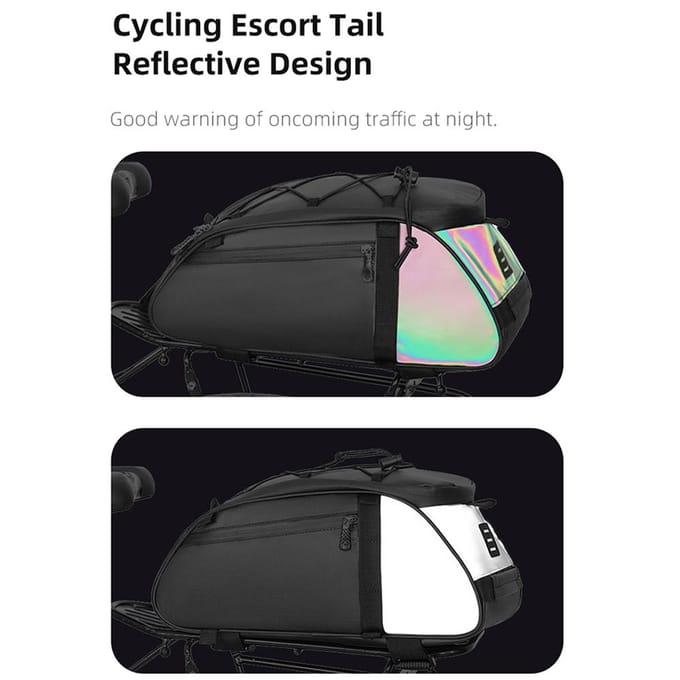Fietstas Kofferbak Grote Capaciteit Reflecterend Fiets Achterrek Tas Multifunctionele Fiets Bagagetas Silver Grey