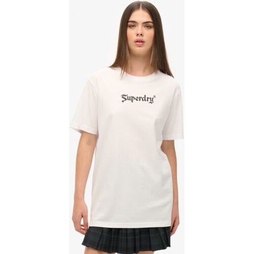 Superdry Oversized Retro Rock T-shirt met Print Wit Grootte: Xxl