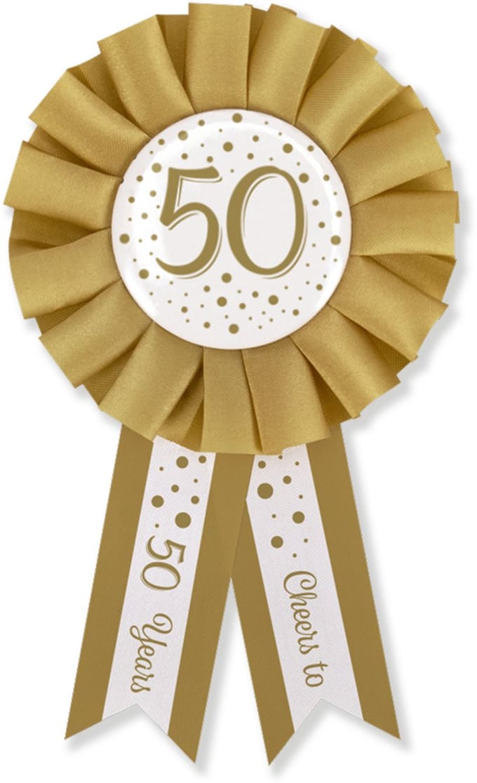 BTH - Broche - 50 Jaar - Goud-Wit - Pins - Goudkleurige Broche - Verjaardag - Decoratie - Versiering - 50 Jaar Abraham
