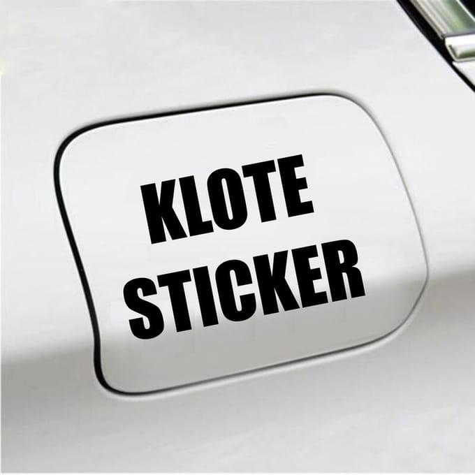 Bumpersticker - Klote Sticker - 8,2 X 12,7 - Zwart