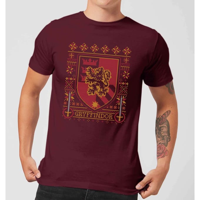 Harry Potter Gryffindor Crest kerst t-shirt - Burgundy - L