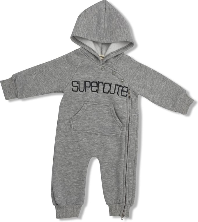 Supercute jumpsuit gemêleerd grijs kruippak maat 80