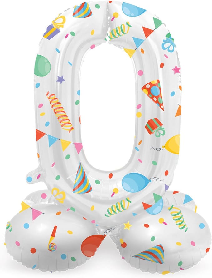 Folat BV - Standing Foil Balloon Joyful Party Number 0 -72cm