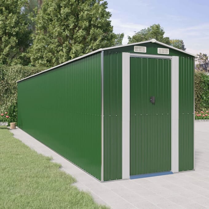 vidaXL - Tuinschuur - 192x938x223 - cm - gegalvaniseerd - staal - groen