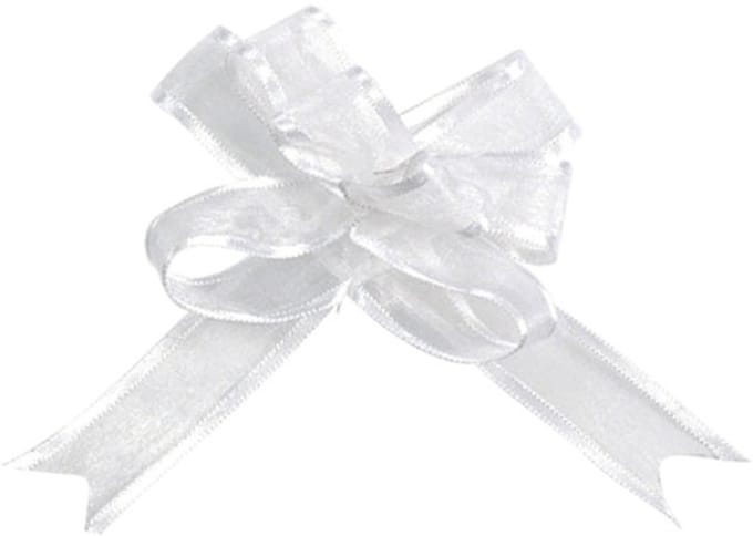 SANTEX - 5 mini organza strikjes wit 16 mm voor elegante bruiloft