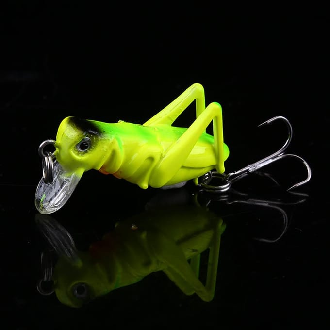 5pcs Leurres de Pêche 4cm Leurres Artificiels Sauterelle Forme Insecte Appât Dur (# 2) yellow